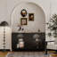Armoire décorative, 4 portes en verre, buffet en bois laqué pour le salon / salle à manger - noir