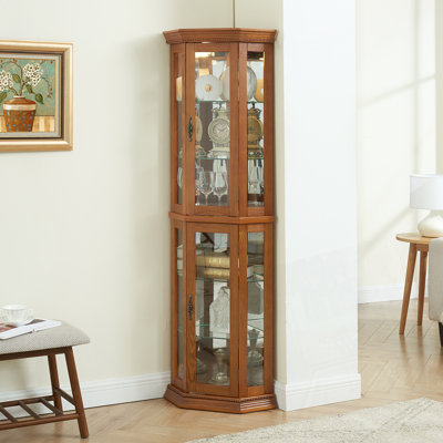 Elegant 2-Door Curio Cabinet with Tempered Glass Doors