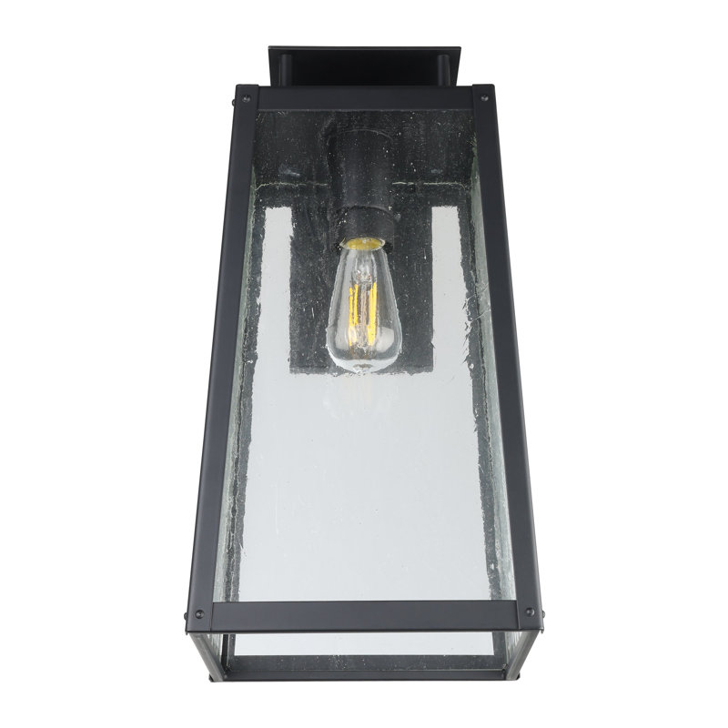 Seger 19-inch 1-light Matte Black Exterior Wall Sconce with Clear Antique Glass, 19" H x 9" W x 10" D