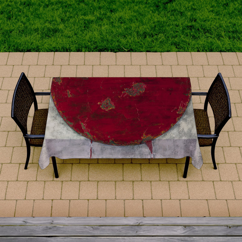 Red Half Circle Tablecloth | Abstract Livingroom Decor