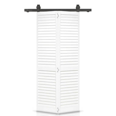 Kimberly Bay 28 in. x 80 in. Plantation Louvered Solid Core White Wood Interior Closet Bi-Fold Door