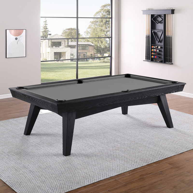 Table de billard en ardoise avec plateau de salle à manger ModArt, 7 pi, Gris acier, Bois de frêne noir