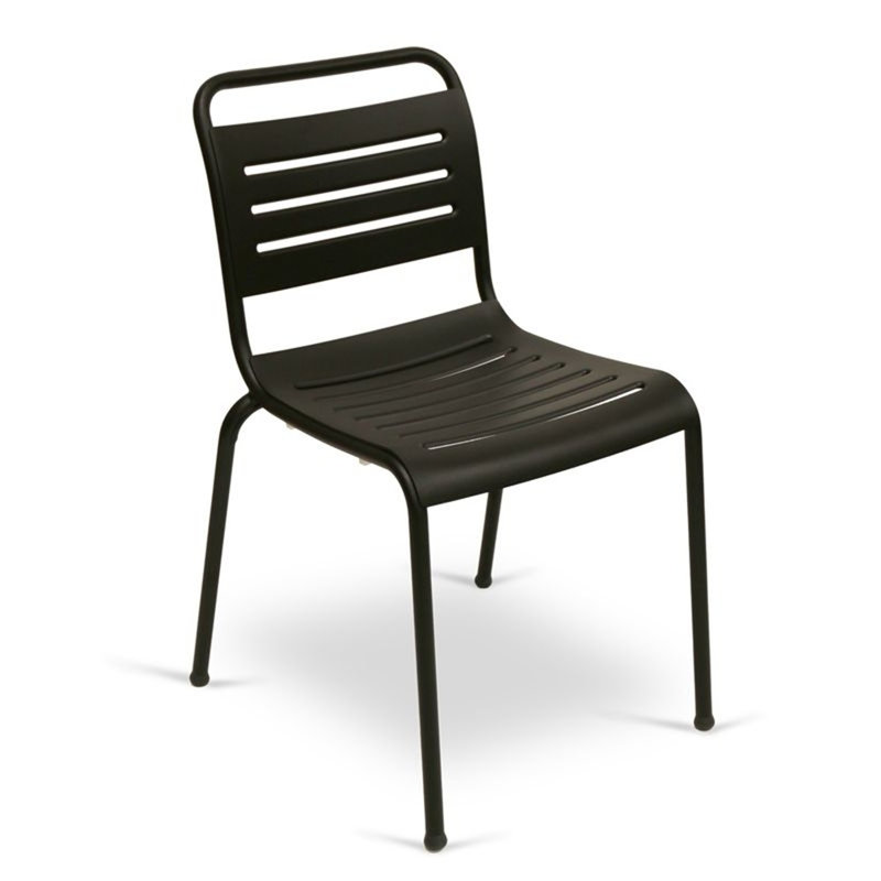 Ace Modern Aluminum Side Chair – Stackable Outdoor Dining Chair, Black