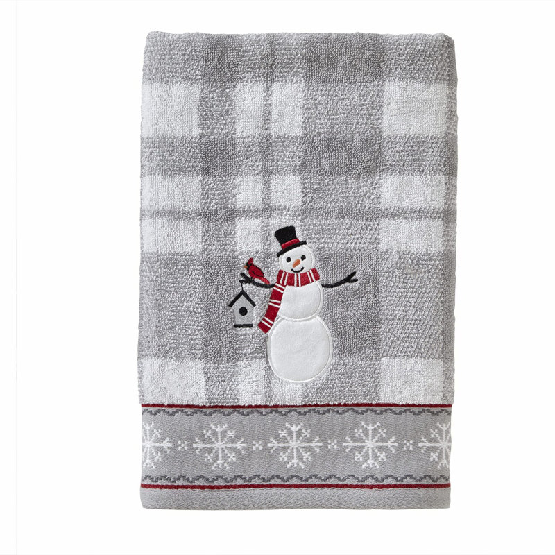 Whistler Snowman Plush Bath Towel - Cozy Gray Winter Edition