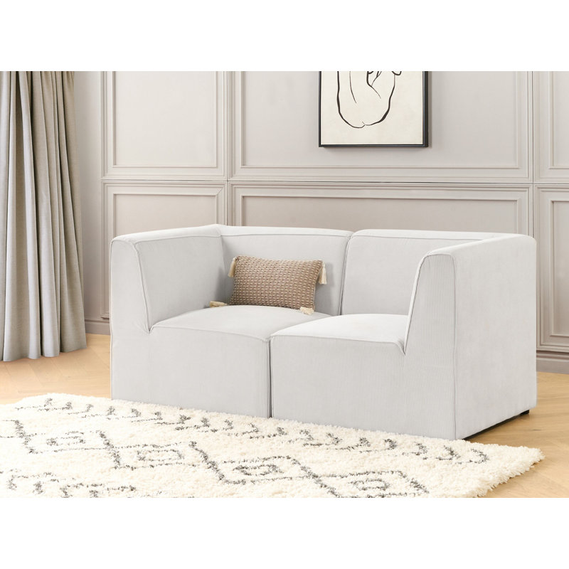 Barbaraa 2 Seater Corduroy Sofa, White