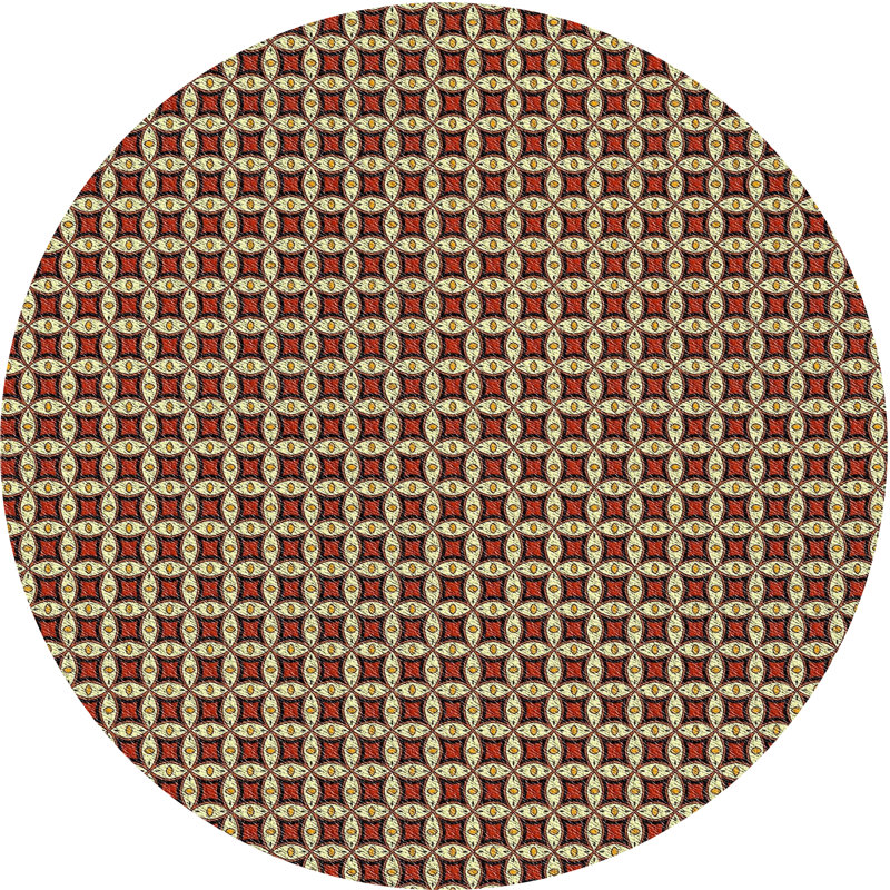 Tapis brun à motif géométrique, Rond 6 pi