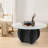 31.5" Round Glass Coffee Table With Wood Base  For Living Room-2028826446-2028826443