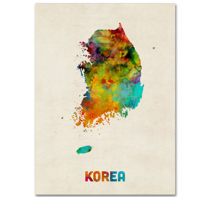 « korea aquarelle map », impression sur toile tendue