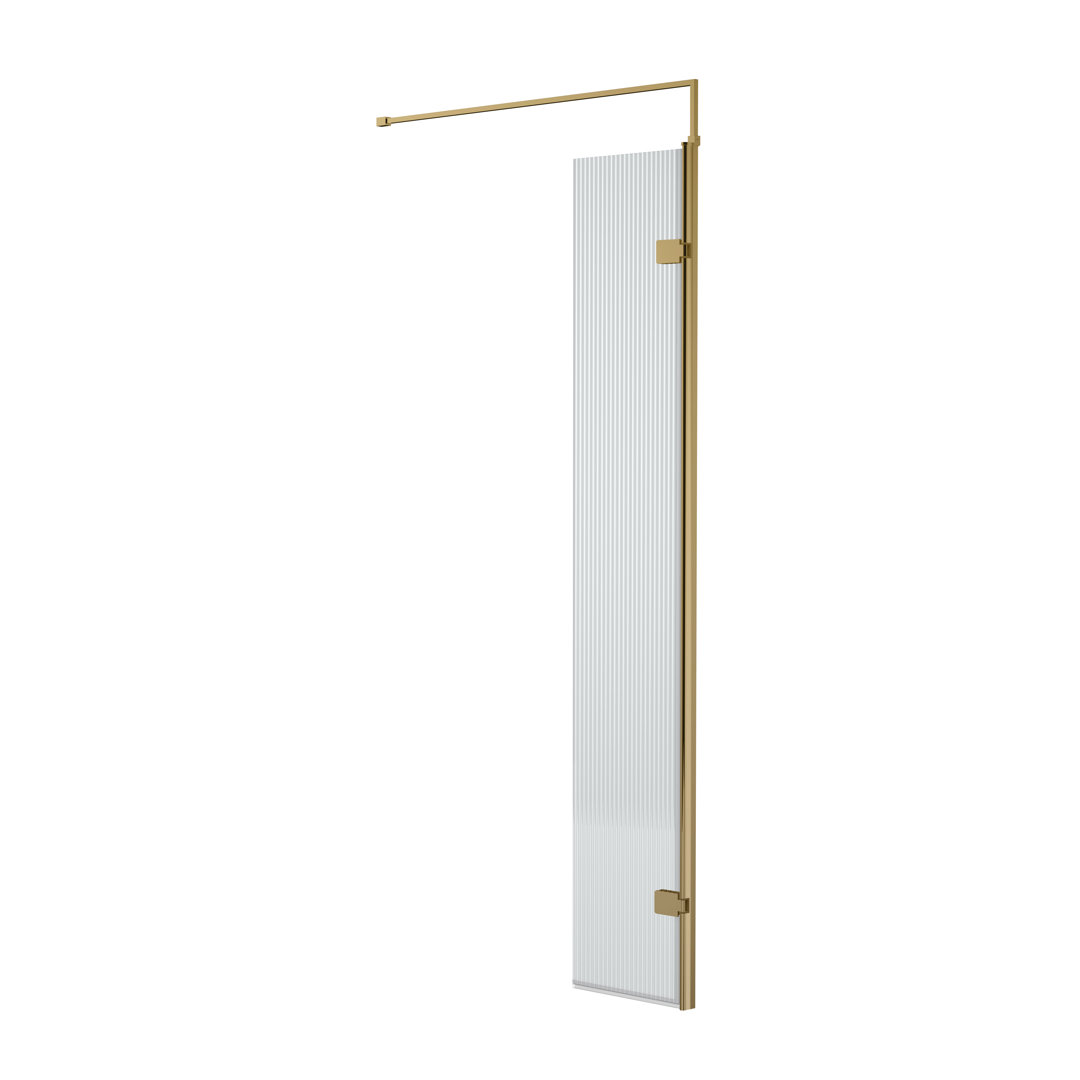 Nuie Fluted Wetroom Screen 300mm x 1850mm Toughened Safety Glass - Brown Aluminium - Image 3
