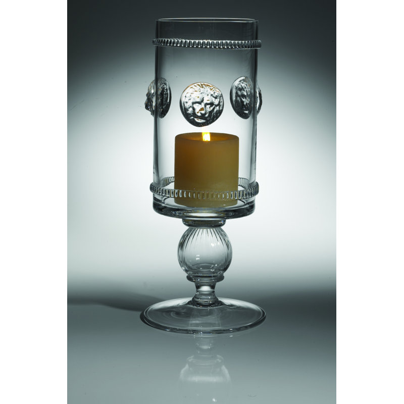 Handmade Clear Glass Lion's Head Hurricane Candle Holder