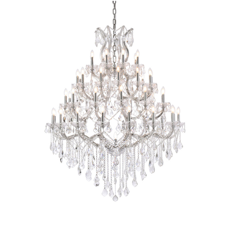 Yarmouth 49 - Light Glass Chandelier, Chrome / Crystal (Clear) / Royal Cut, 62" H x 46" W x 46" D