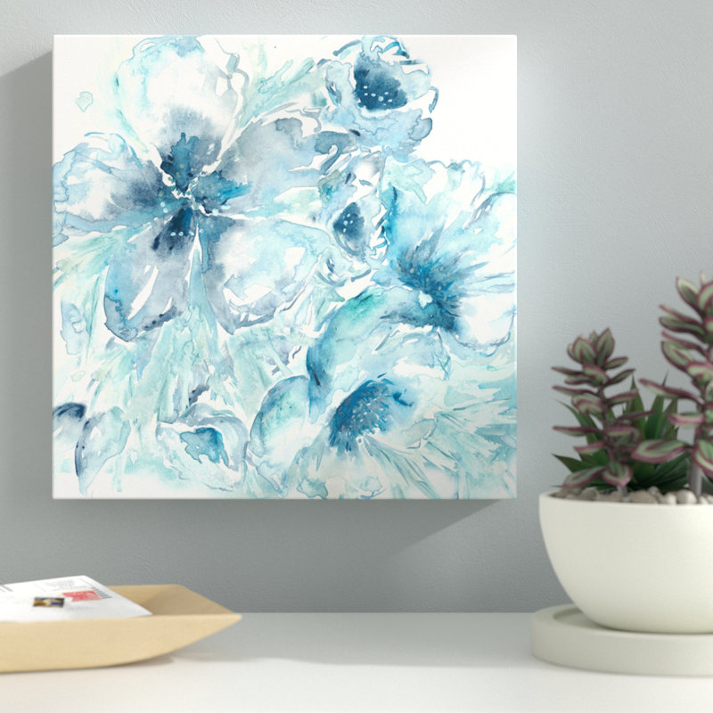 Watercolor Blues 3 - Wrapped Canvas Painting, 30 cm H x 30 cm W