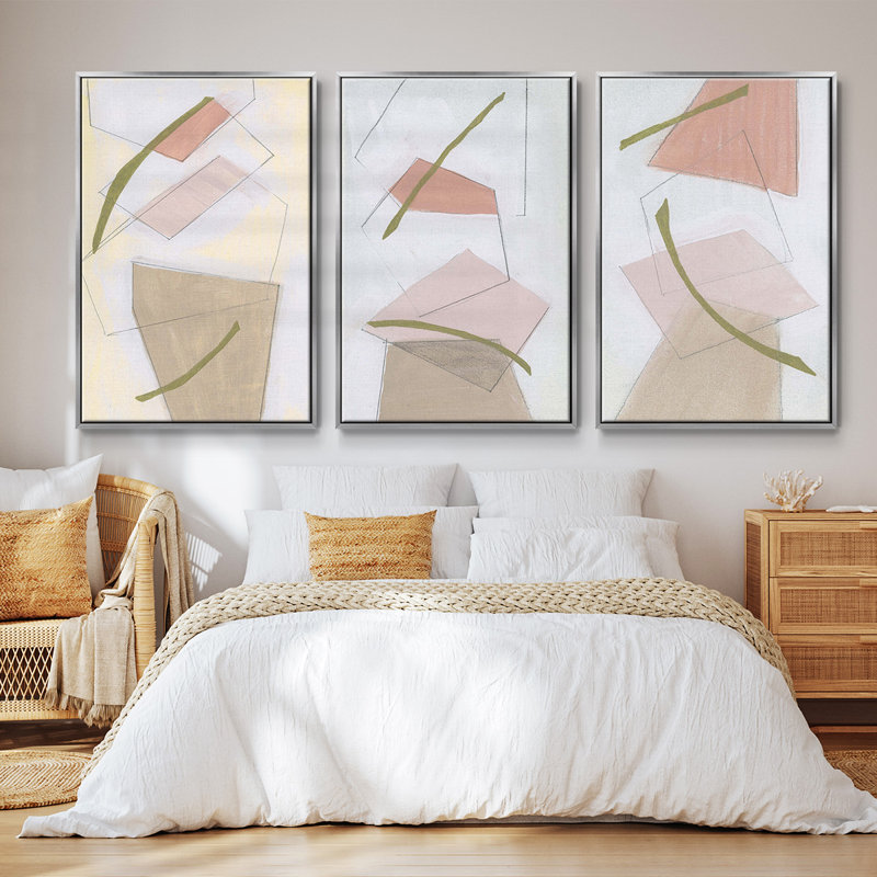 Nude Gold Shapes I 3 pièces, H 36 po x l 72 po, Argent