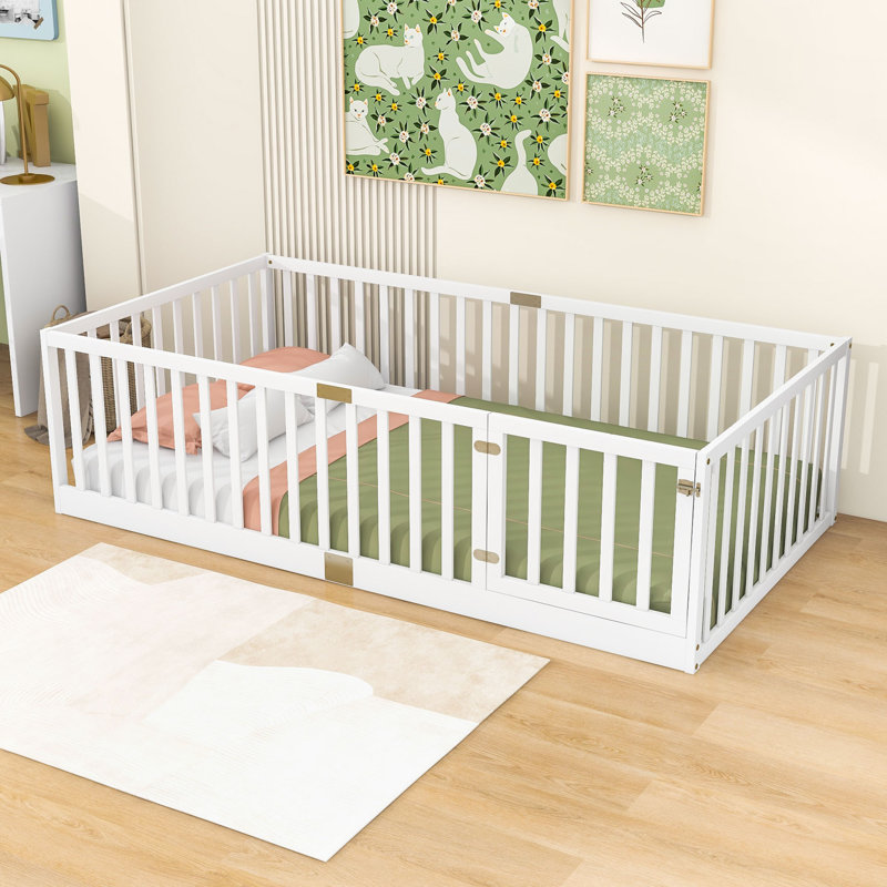 Lit sur pied avec garde-corps haute, Lit simple, White