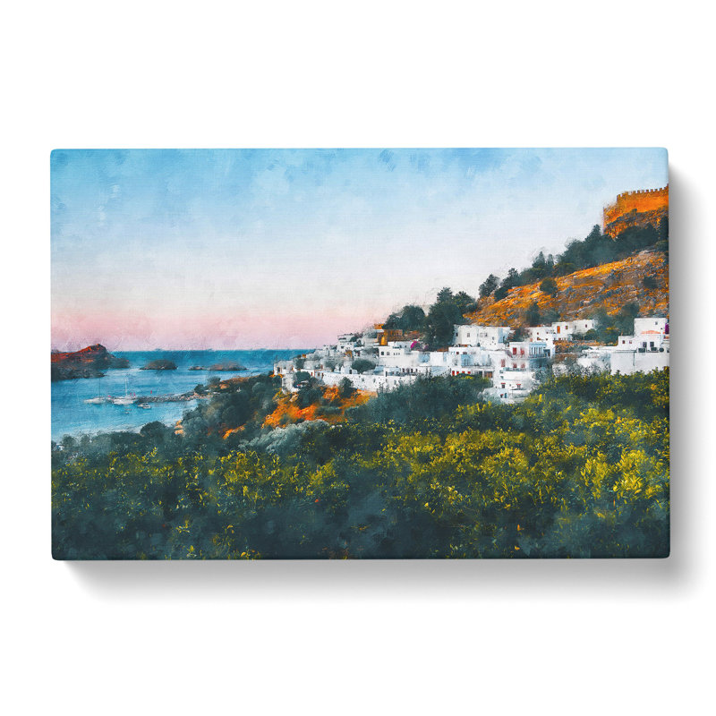 The Island Of Rhodes In Greece - Wrapped Canvas Painting, 50cm H x 76cm W x 3cm D