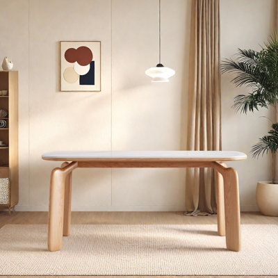 Modern Cream-style Durable Rock Slab Dining Table