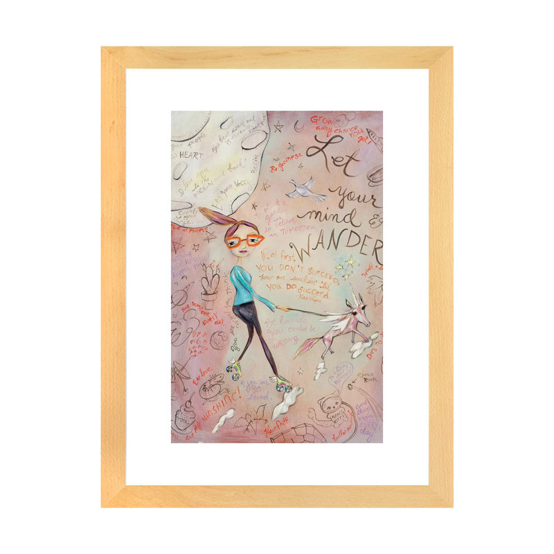 «Let Your Mind Wander» par Heather Renaux - impression d'art graphique, H 24 po x l 16 po x P 1 po, Papier avec cadre beige