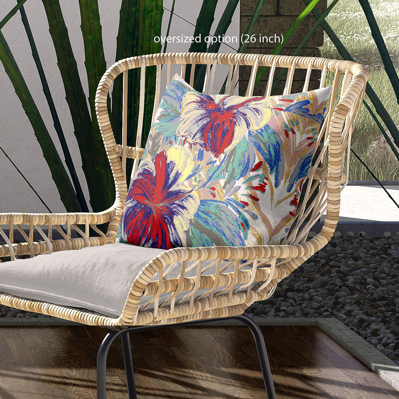 Housse et insert de coussin décoratif en polyester, L 20 po x H 20 po, Blanc / Bleu / Rouge