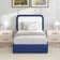 Bed Frame, Upholstered Platform Bed with Curved Headboard, Classic Color-Block Design, Soft Rounded Corners, No Box Spring Required, Easy Assembly