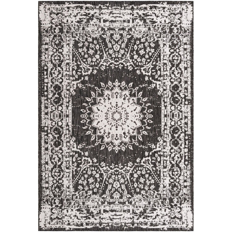 Tapis noir et blanc Contemporary Hitchens, Rectangle 6 pi 1 po x 9 pi