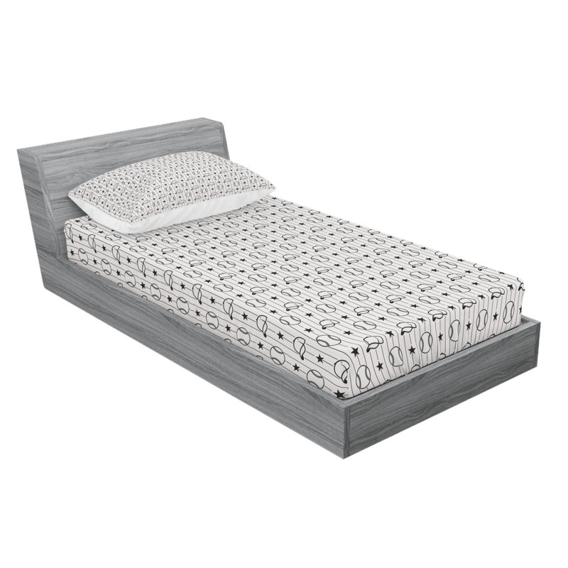 Microfiber Patterned Fitted Sheet, Twin Fitted Sheet with 1 Pillowcase