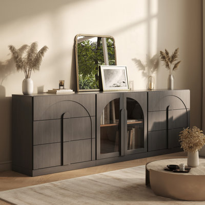 3Pcs Sideboard Cabinet Set W/Drawers & Shelf, Ebony