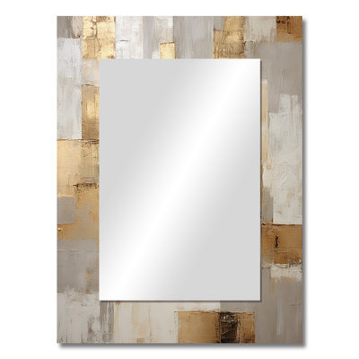 Beige And Gold Minimalism Modern Scandinavian Zen - Scandinavian Unique Mirror, Beige Large Wall Mirror, Printed Metal Art