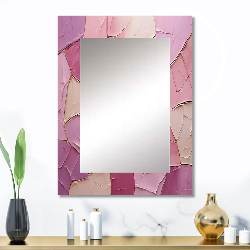 Rose, mauve, minimalisme, poteries - abstrait spirales murales décoratives, miroir moderne, art imprimé en métal