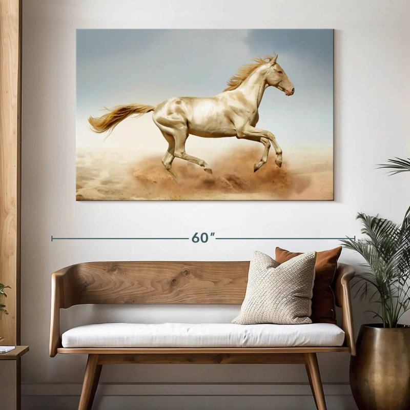 Running Akhal Teke Horse, 34" H x 51" W