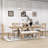 Stanely 6-Piece Extendable Dining Table with Footrest, 4 Linen Upholstered Dining Chairs and Bench-1657487364