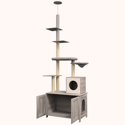 Versatile Cat Tree With Comprehensive Amenities For Feline Fun And Relaxation