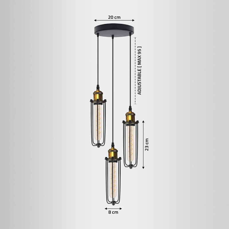 3 - Light Black Caged Pendant