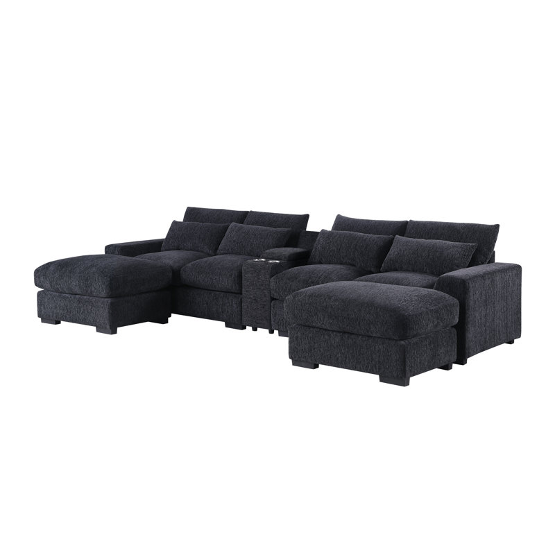 Canapé et chaise rembourrés Nyeisha, Chenille grise foncée