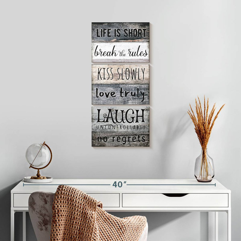 Life Is Short, typographie, H 27 po x l 12 po