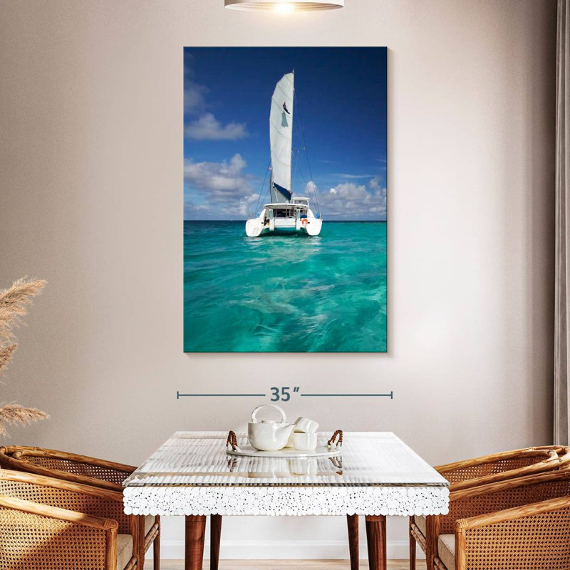 Aime Turquoise Sea Catamaran, 51" H x 34" W
