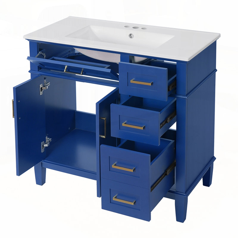 Meuble-lavabo élégant avec plusieurs options de rangement et design élégant, Bleu