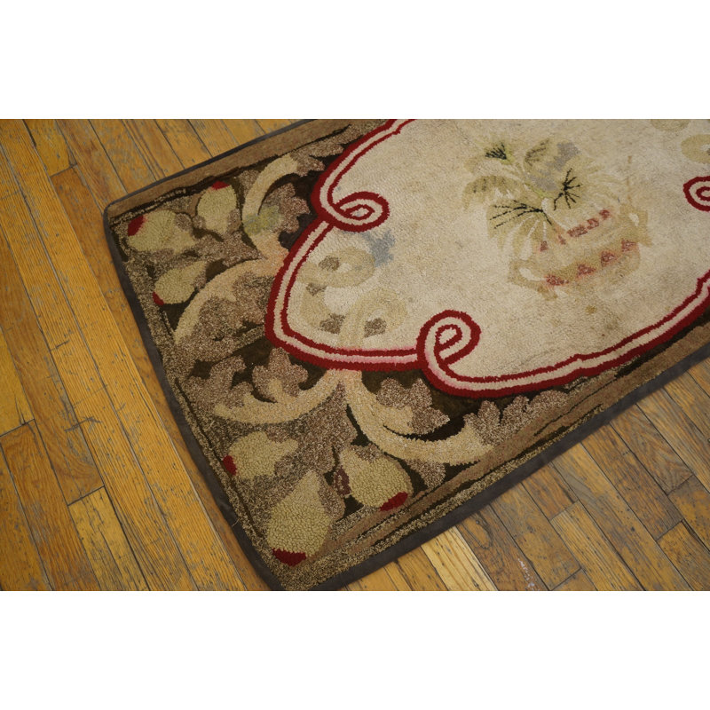 Tapis en laine antique American Hooked Ivory