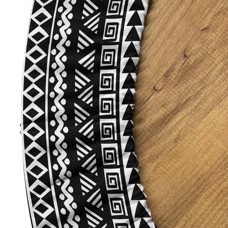 Ambesonne Aztec Fitted Round Tablecloth Diameter Charcoal Grey and White, 51.97" Round