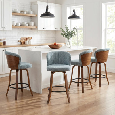 Tabouret de comptoir pivotant rembourré avec structure en bois Devault