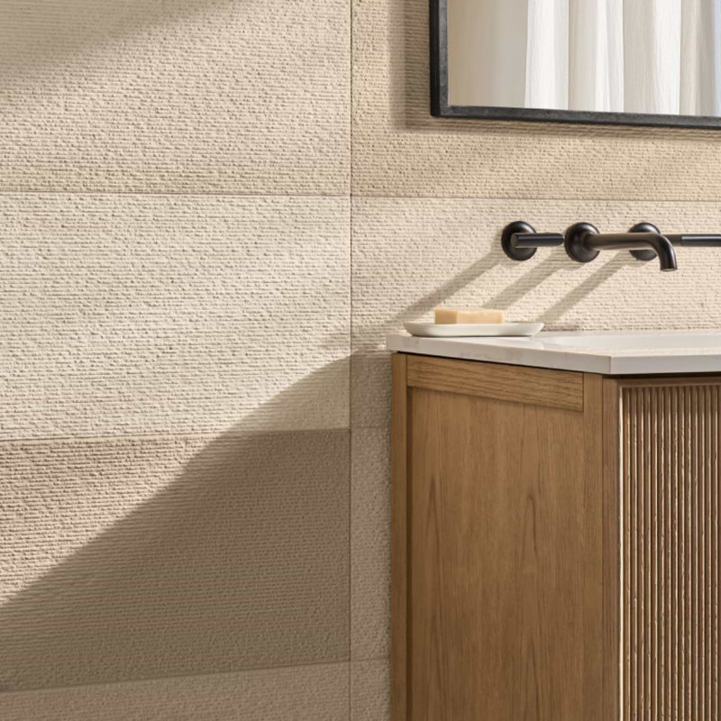 Rakestone 12x24 3D Honed Limestone Stone Tile, Comb Textured, Porto Beige, Limestone