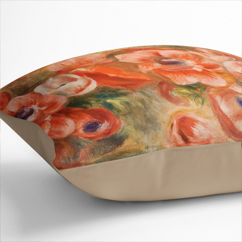 Anemones Floral Scatter Cushion, 55cm H x 55cm W x 20cm D, Stone