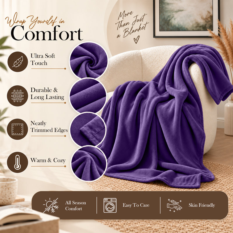 Imperial Homeware London Knitted Blanket, Super King, Purple