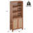 Tall Bookcase with Rattan Doors, 5 Tier Storage Wood Shelves Large Bookshelf for Library, Living Room, Bedroom, Home Office - Freestanding Organizer with Adjustable Shelves, Natural Accent Cabinet-1254187640