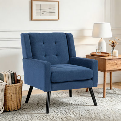 Tufted Upholstered Wide Back Armchair