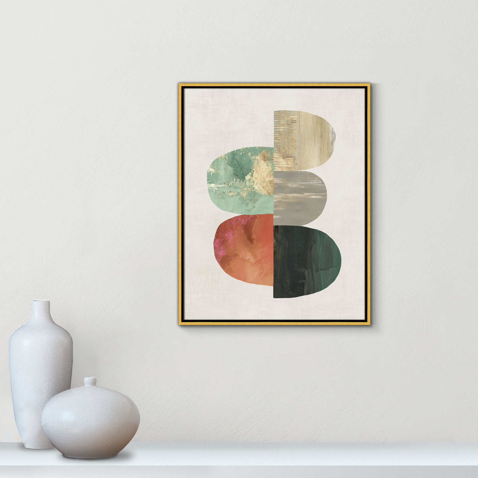 Evolving Energy I - Painting Print, Picture Framed Canvas, 29.5" H x 23.5" W, Gold