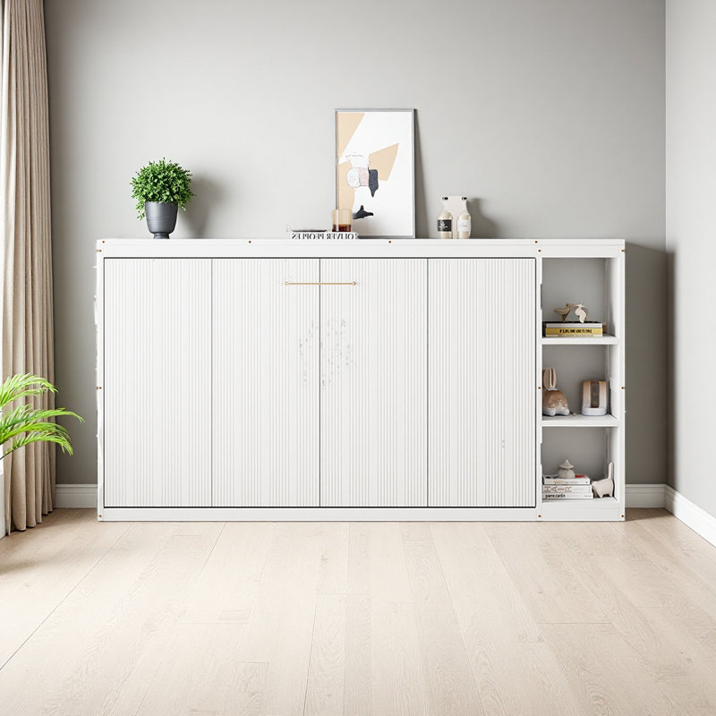 Murphy Bed With Bookshelf, Twin, White