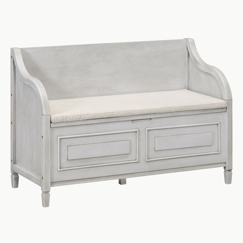 Banc de rangement en bois, Gris délavé