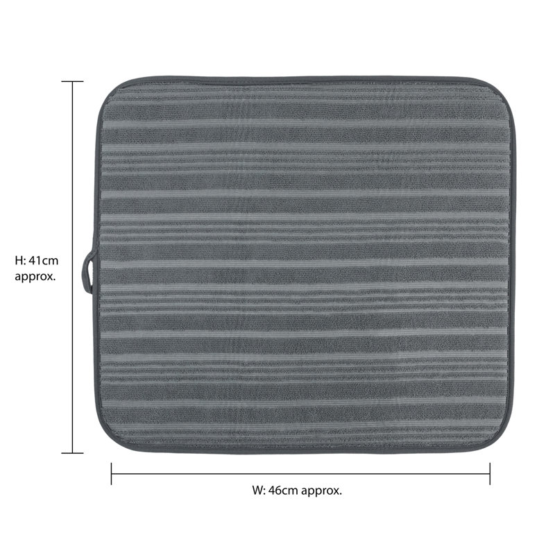 JVL Grey Plastic Rectangular Washing Up Bowl, Sesha Dish Drying Mat with Rack, Soap Dispenser Dish Brush with Refill Head & Soap Dispenser Scrubbing Brush Kitchen Bundle