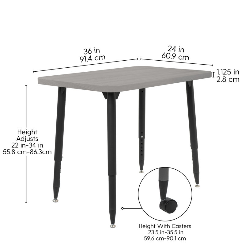 Table d'activité Adapte 24 x 36, 24 po x 36 po, Bois gris clair / noir