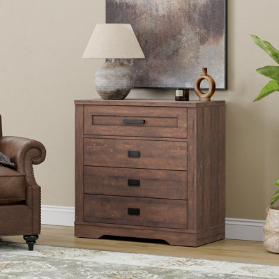 Commode à 4 tiroirs pour la chambre à coucher, organisateur en bois de 31,5 po de largeur pour les vêtements, parfait pour la chambre des enfants, le salon, le couloir, le vestibule